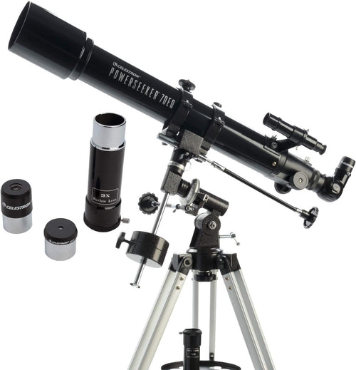 70mm Refractor Telescope with 2 Eyepieces, Barlow Lens & Tripod, Black