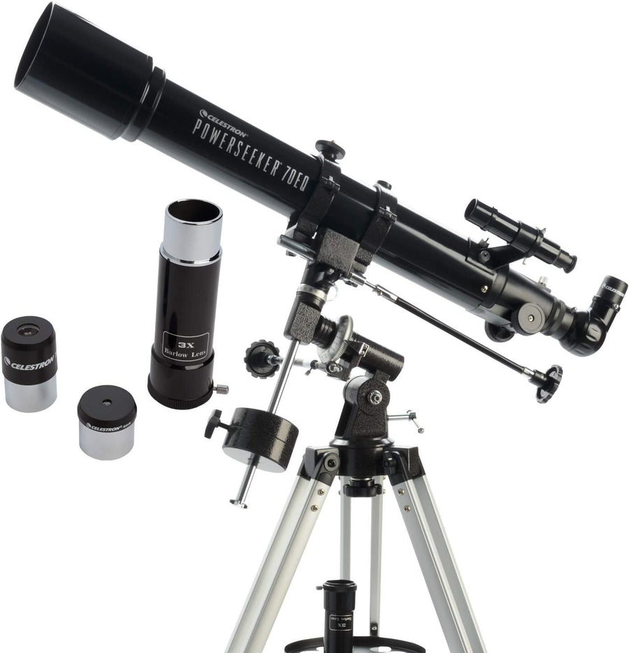 70mm Refractor Telescope with 2 Eyepieces, Barlow Lens & Tripod, Black