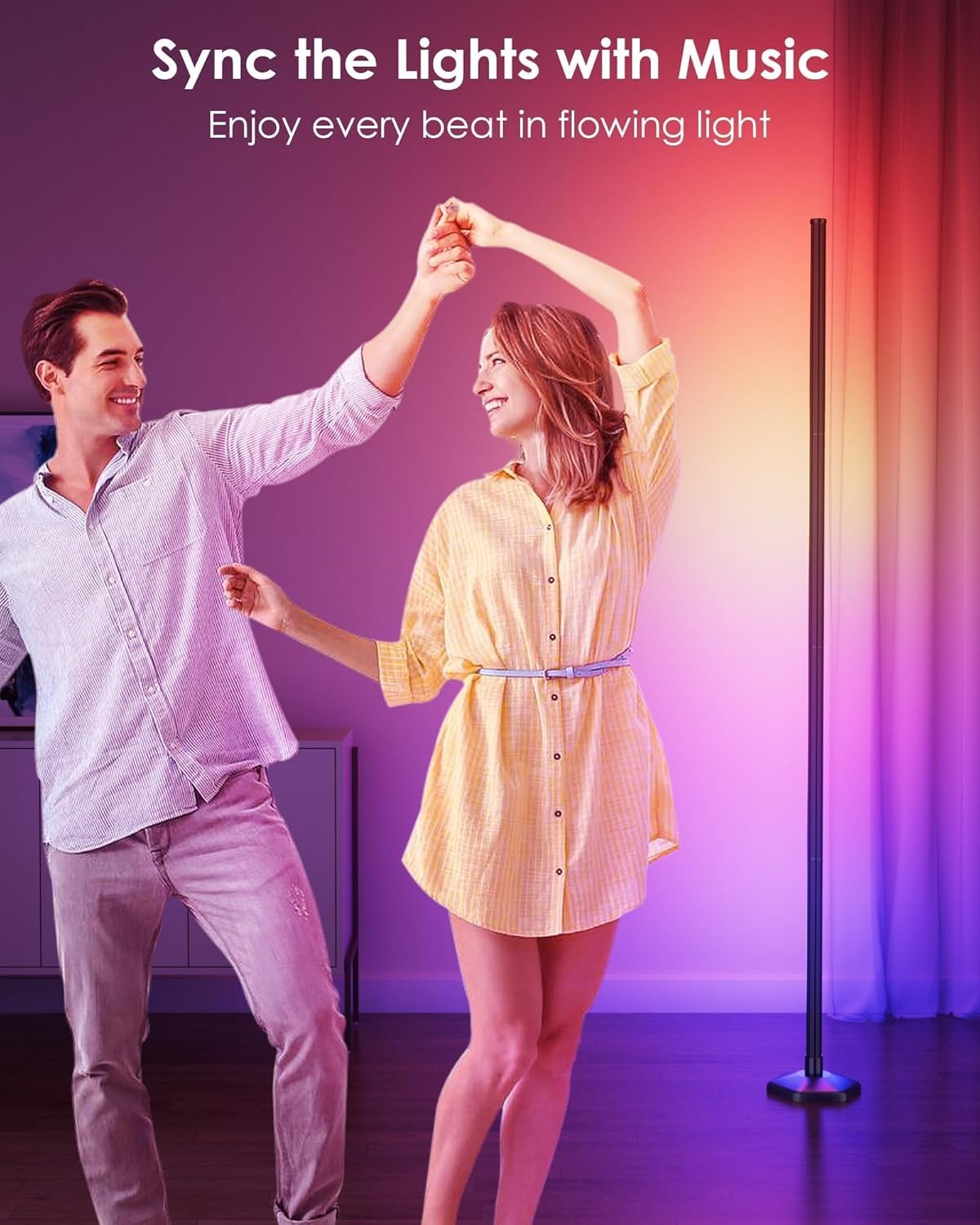 RGBIC Corner Floor Lamp 2 Pack Smart LED Mood Lights 16M Colours App Control