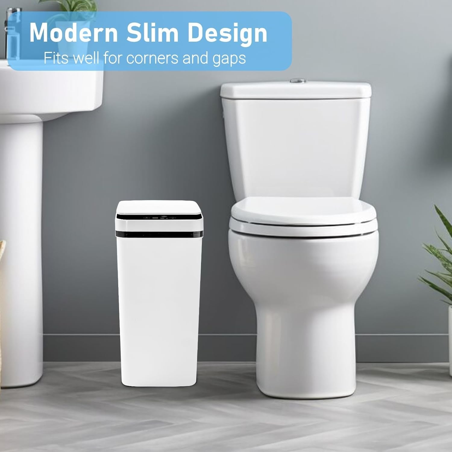 2-Pack Touchless Bathroom Trash Can | 3.1Gallon Sensor Bin White