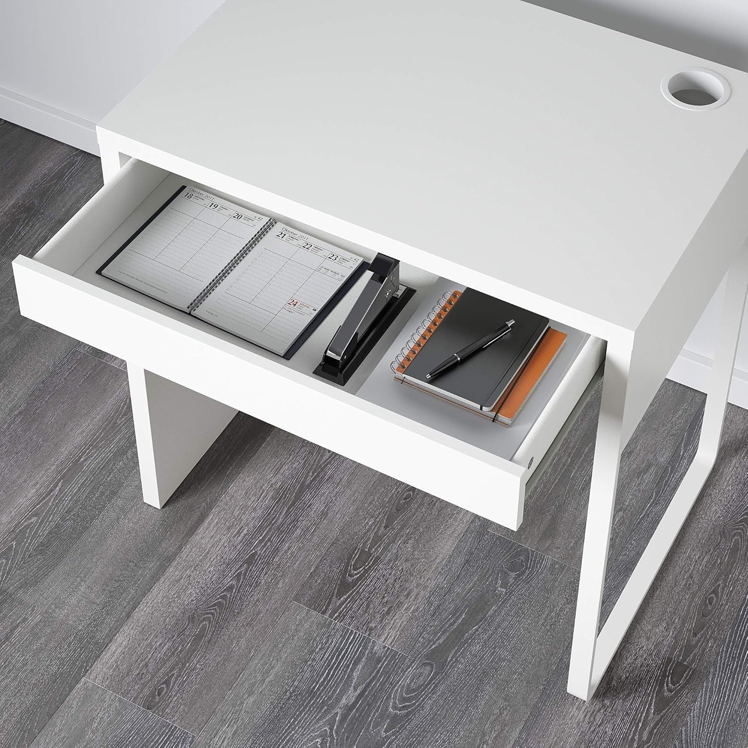 White Compact Desk 73x50cm w/Drawer Modern Small Work Study Table