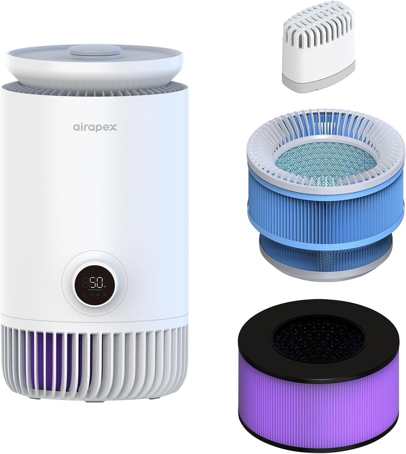 2 in 1 Air Purifier Humidifier H13 HEPA WiFi Quiet Bedroom 20m²