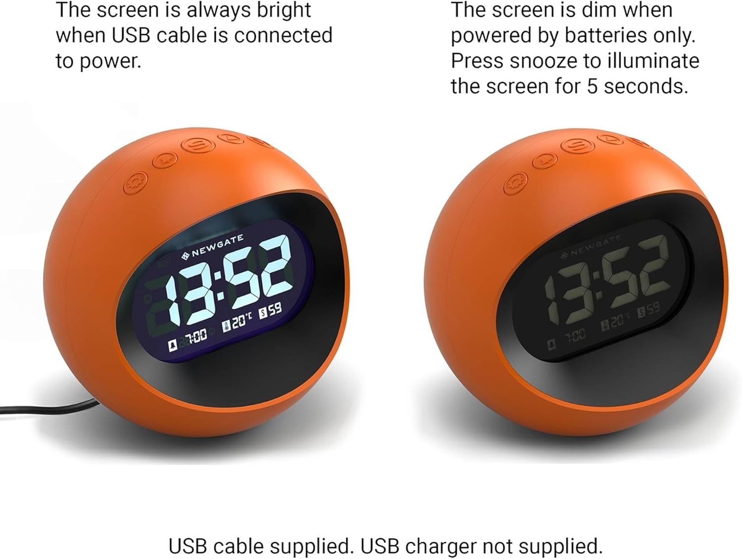 Retro Digital Alarm Clock LED Display Round Bedside Desk Clock