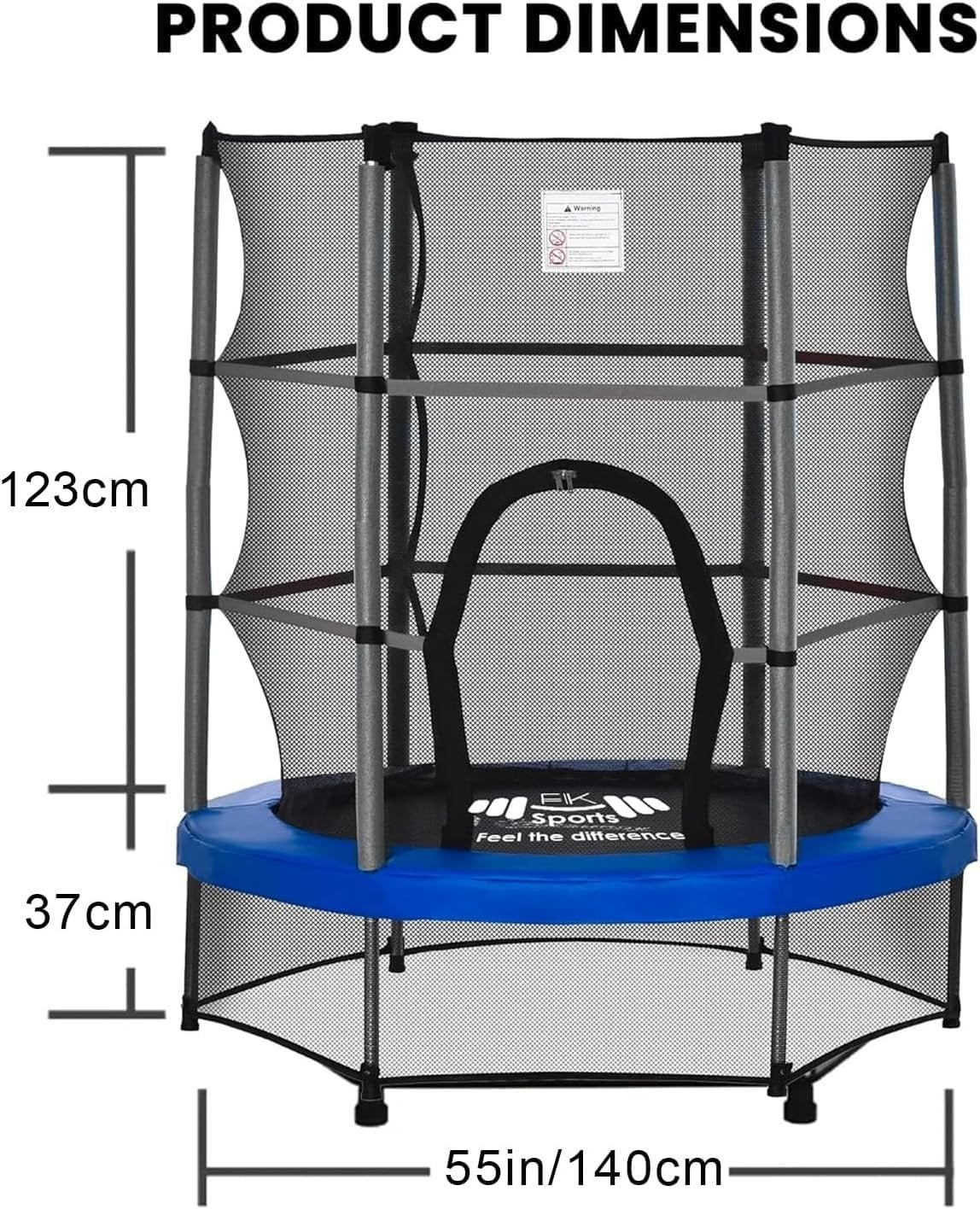 55” Kids Rebounder Trampoline w Safety Enclosure Indoor Outdoor Ages 1–11