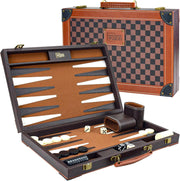 15” Leather Backgammon Set Travel Board Luxury Foldable Game for Adults