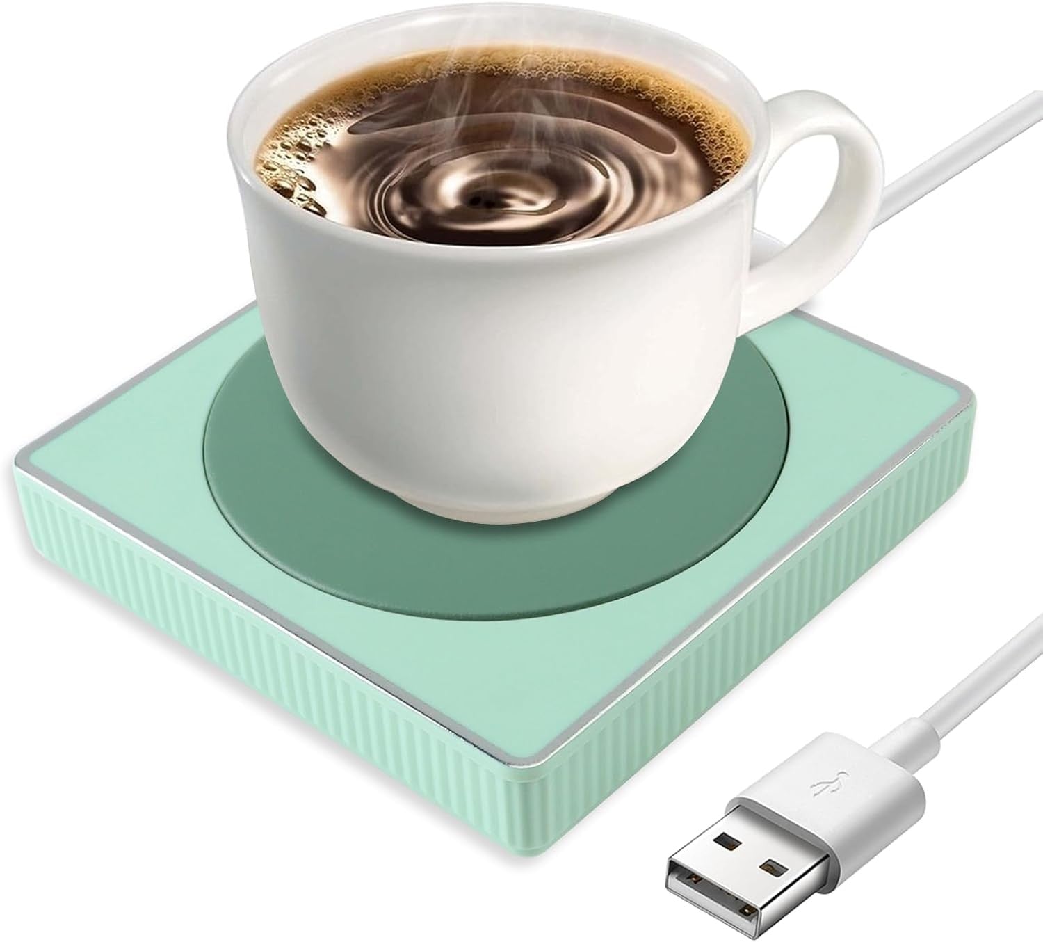 Light Cedar Green USB Coffee Mug Warmer 55°C Desk Heater
