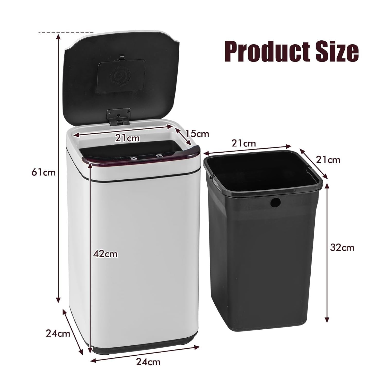 13L Automatic Sensor Kitchen Bin Touchless Infrared Soft Close Lid
