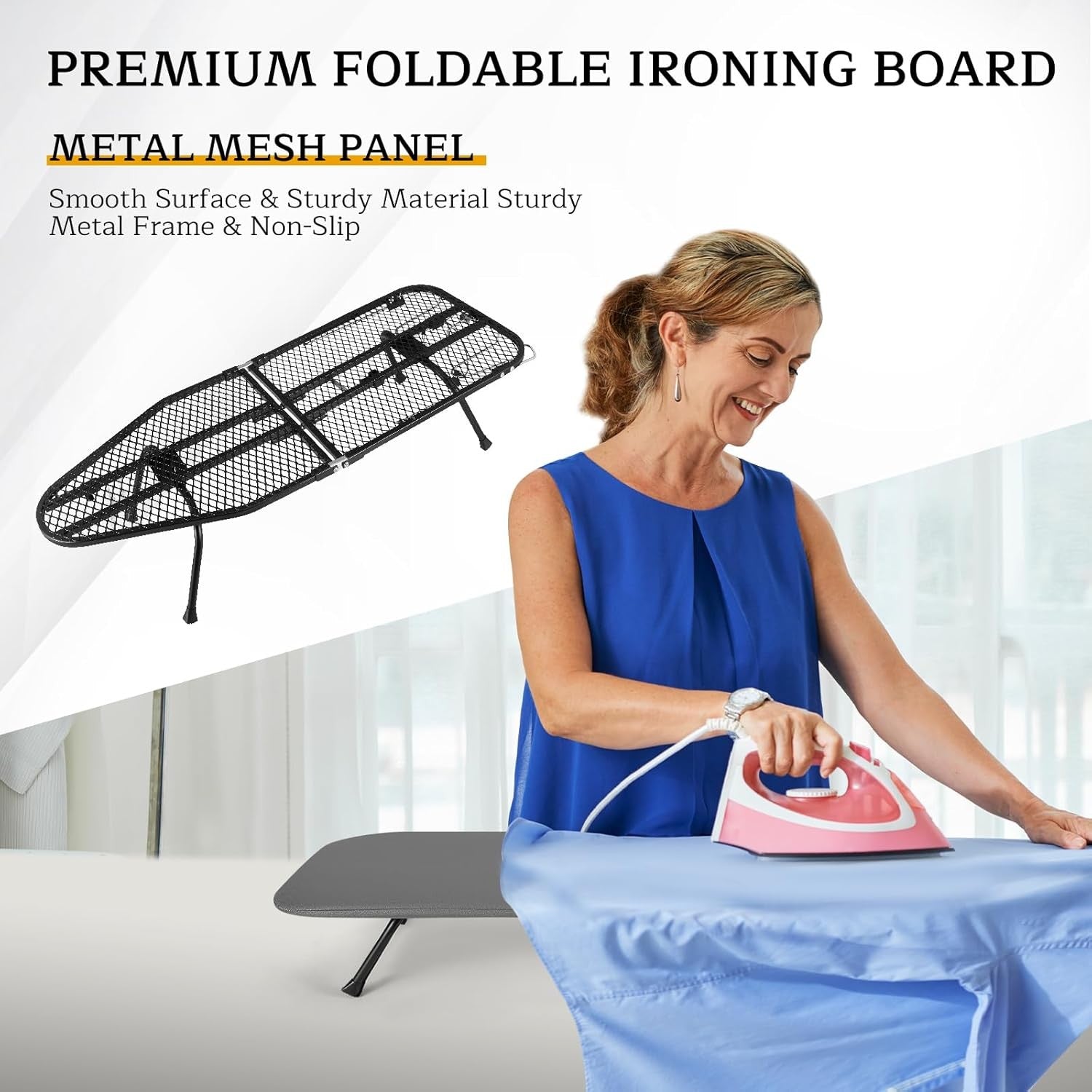 Compact Folding Ironing Board Tabletop Non Slip Legs with Storage Hook 81x31cm