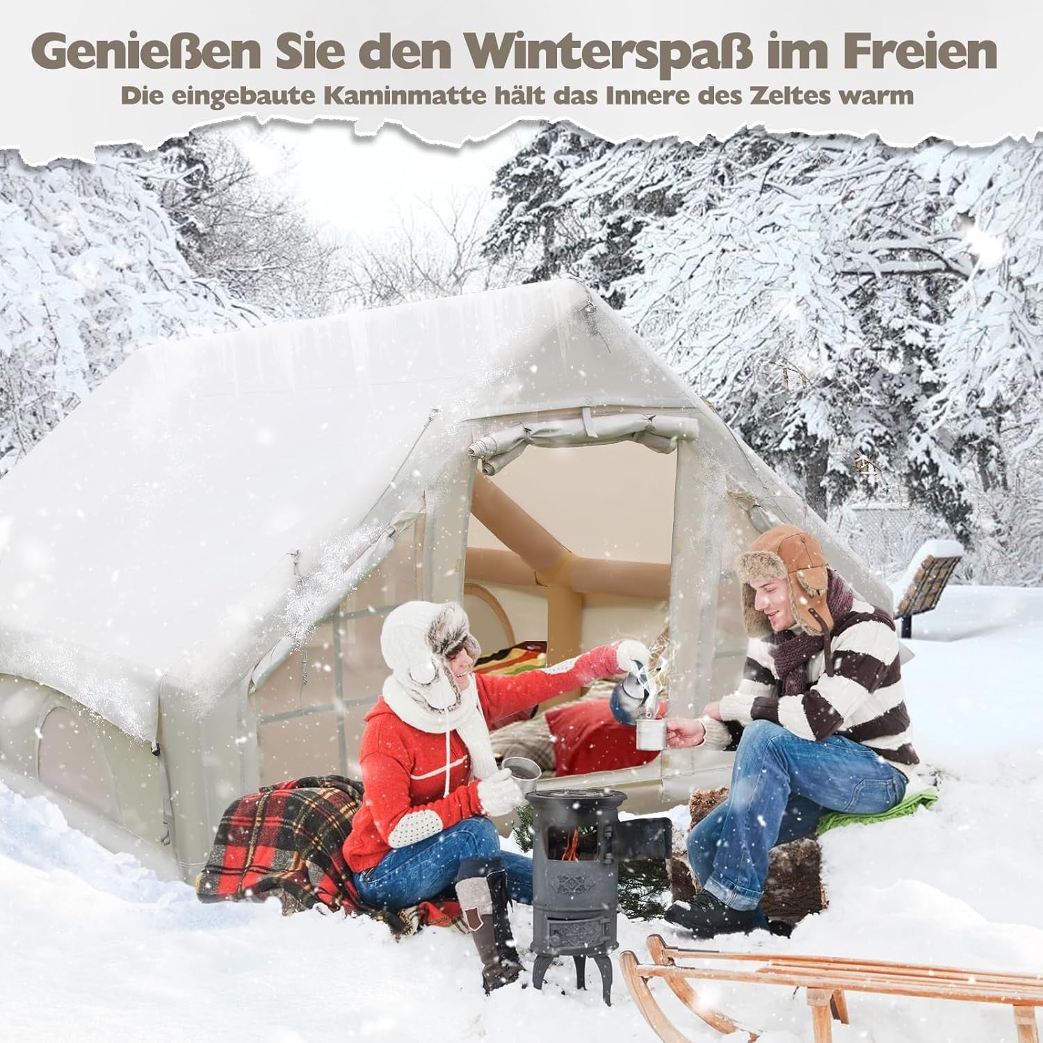 2-8 Person Inflatable Camping Tent 4 Season Waterproof