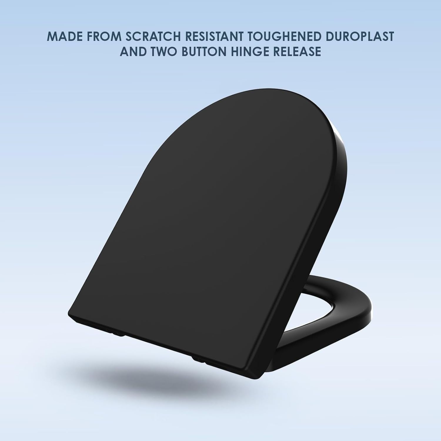 Black Duroplast Toilet Seat Soft Close D Shape Quick Release Easy Clean 45x37cm