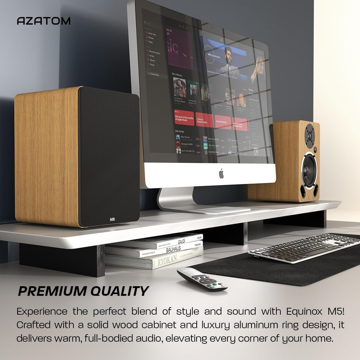 100W Bluetooth HDMI HiFi Bookshelf Speakers Carbon Fibre Drivers USB Optical