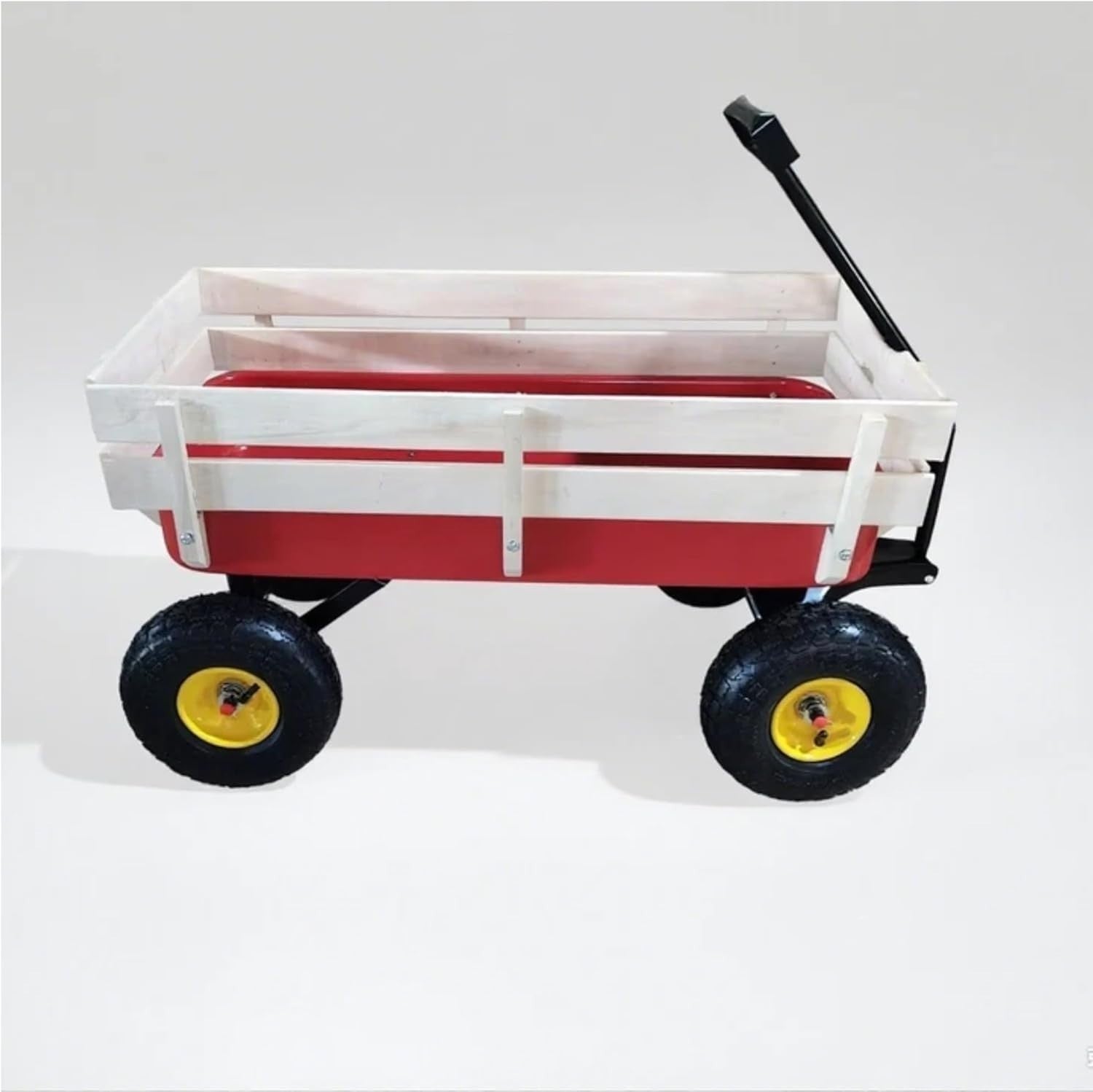 Heavy Duty Garden Utility Wagon Cart | Outdoor Pull Trolley w/ 4 Wheels & Steel