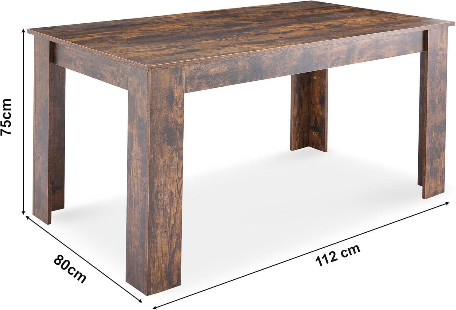 Modern PU Leather Dining Table Set 4 Chairs, 112x80cm Kitchen Table, Sturdy