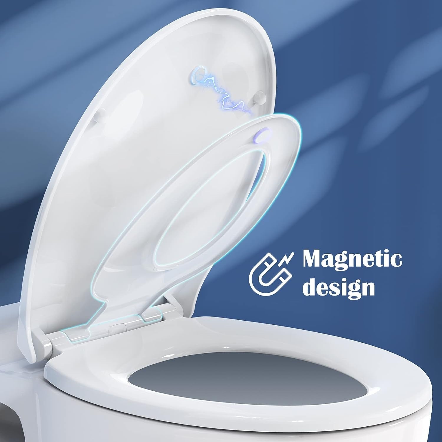 O Shape Soft Close Toilet Seat White Quick Release Family Child Seat 44.7x37cm