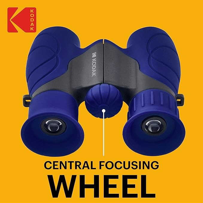 Kids Compact Binoculars 8x Magnification Soft Rubber Lightweight Outdoor Blue