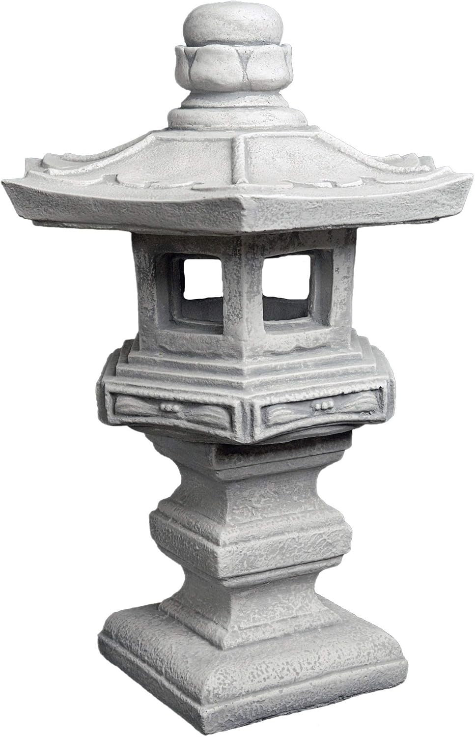 Japanese Tachi-Gata Stone Lantern 42 cm Grey Frost-Proof Garden Decor