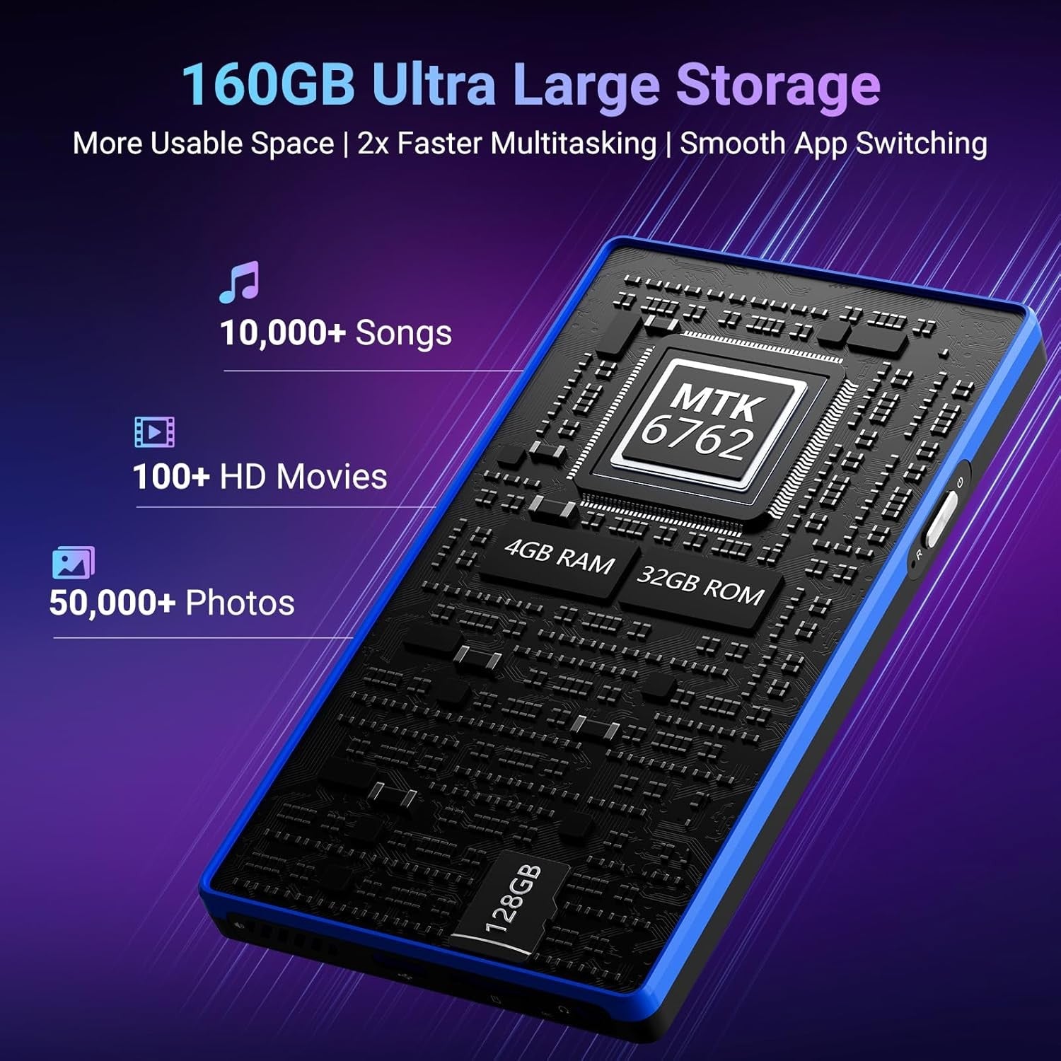 160GB MP3 Player WiFi Bluetooth Android 13 5" IPS Touch Screen