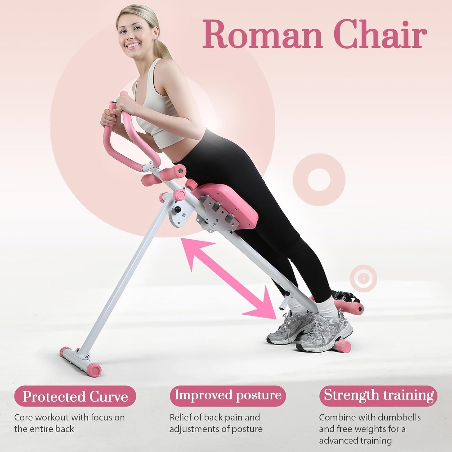 4-in-1 Rowing & Ab Machine Foldable Full Body Trainer Quiet Slide 120KG Pink