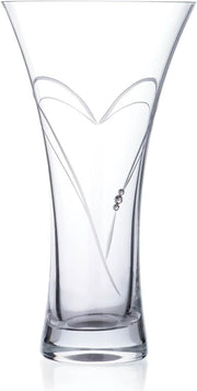 Crystal Trumpet Vase 25cm Hand Cut Clear Glass Flower Home Decor