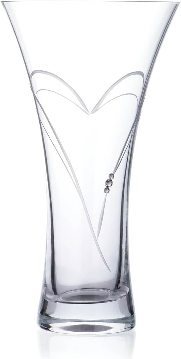 Crystal Trumpet Vase 25cm Hand Cut Clear Glass Flower Home Decor