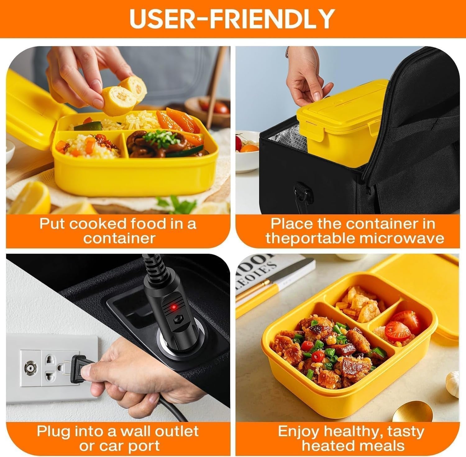 DoubleCare Portable Microwave 3-in-1 Car Lunch Box Food Heater