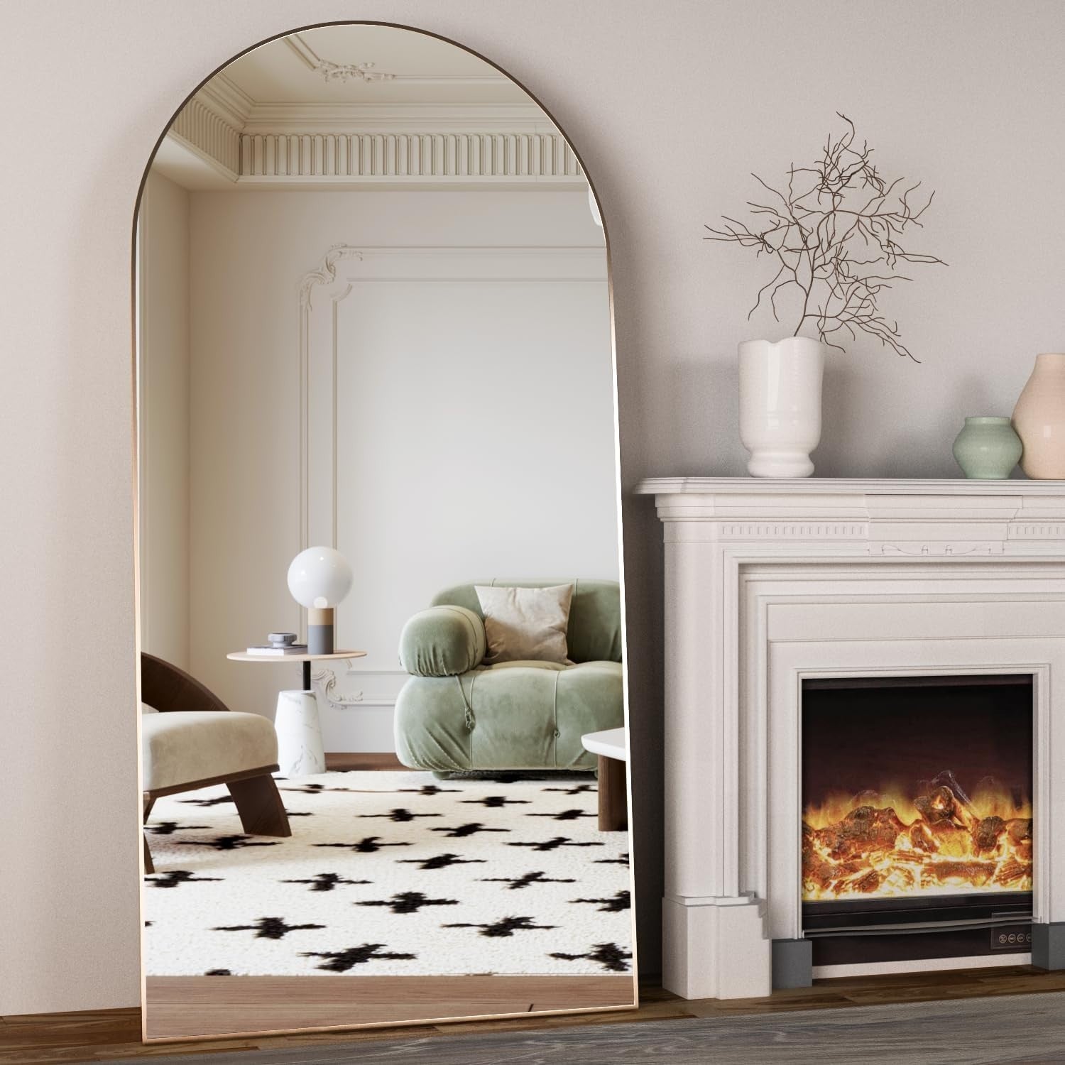 Large Gold Arch Floor Mirror 180x80cm Full Length Standing Dressing