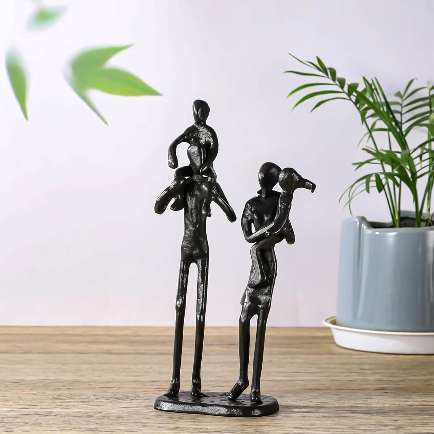 Metal Family Sculpture Cast Iron Abstract Figurine Home Decor Gift