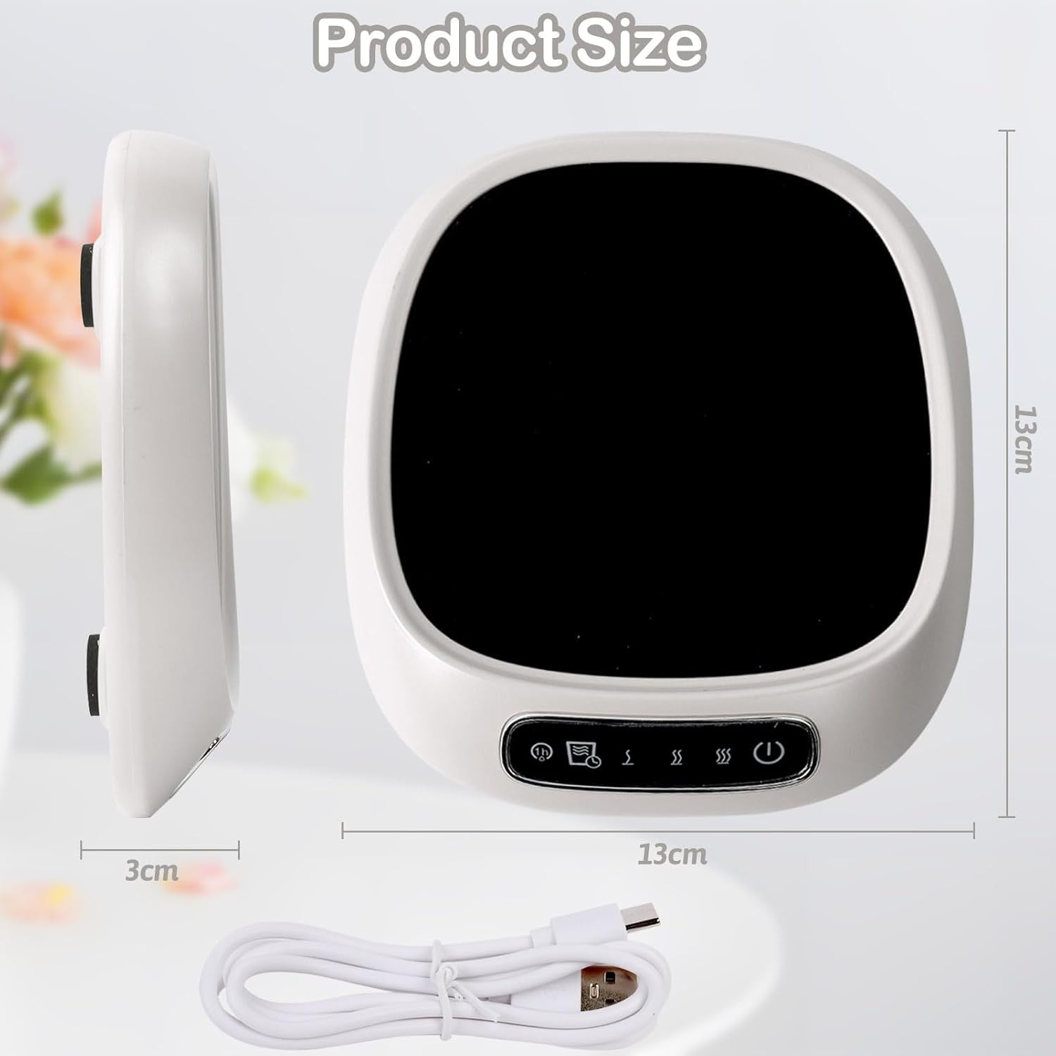 White USB Coffee Mug Warmer 3 Temp 85°C Smart Desk Heater