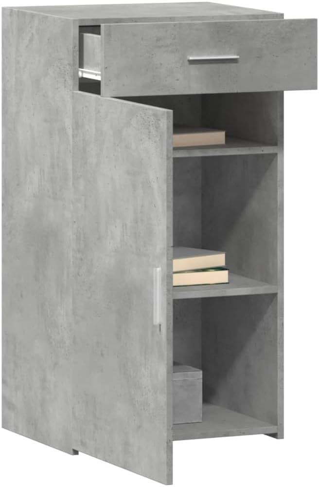 Moisture Resistant Sideboard Cabinet with Drawer – Modern Concrete Grey Storage