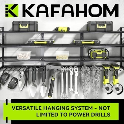 Wall Mounted Power Tool Rack 4-Tier 13 Drill Holder Black