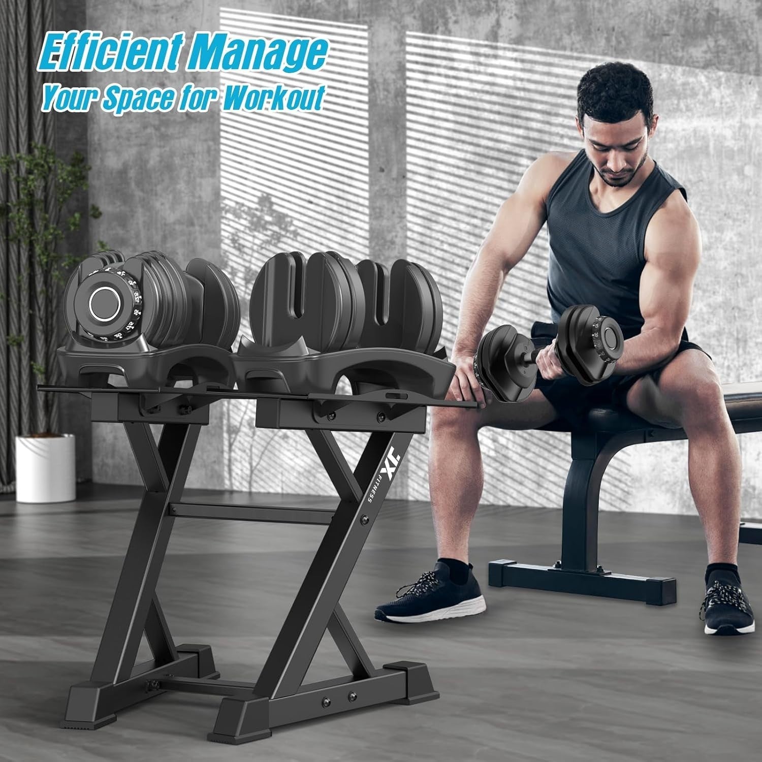 Heavy Duty Adjustable Dumbbell Rack 220LB Capacity Steel Stand Home Gym