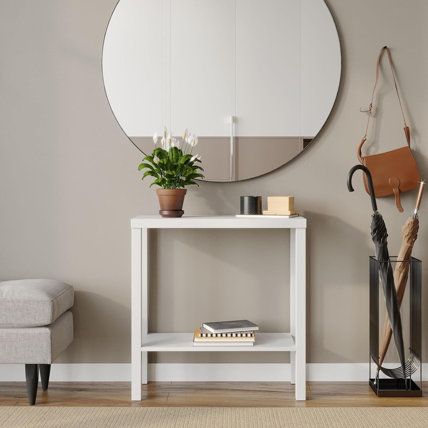 Slim 2-Tier Console Table Narrow Hallway Storage & Display Shelf