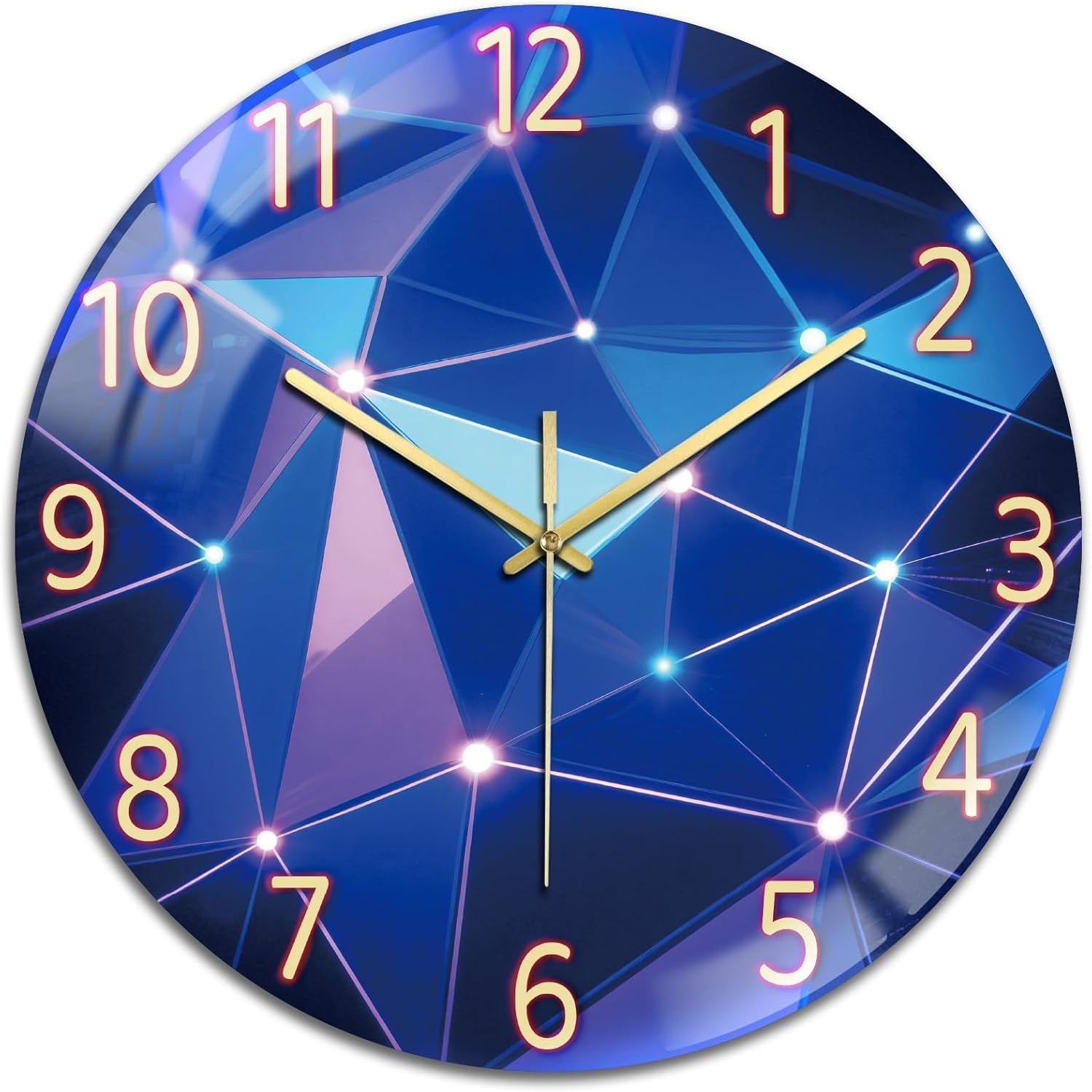 30cm Geometric Pattern Wall Clock – Silent Non-Ticking Modern Glass Design