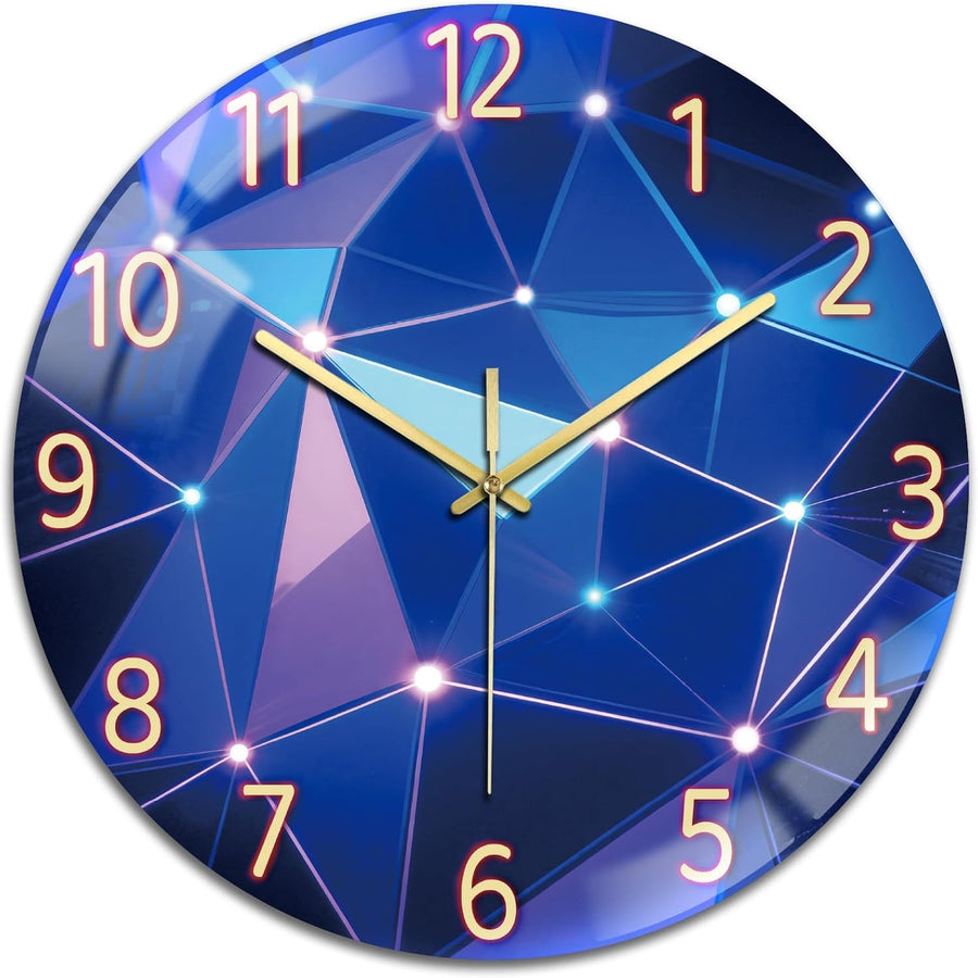 30cm Geometric Pattern Wall Clock – Silent Non-Ticking Modern Glass Design