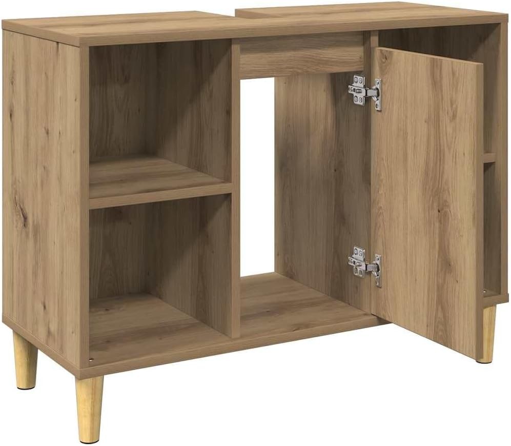Artisan Oak Bathroom Cabinet with Door & Shelves | Modern Under Sink Vanity Unit