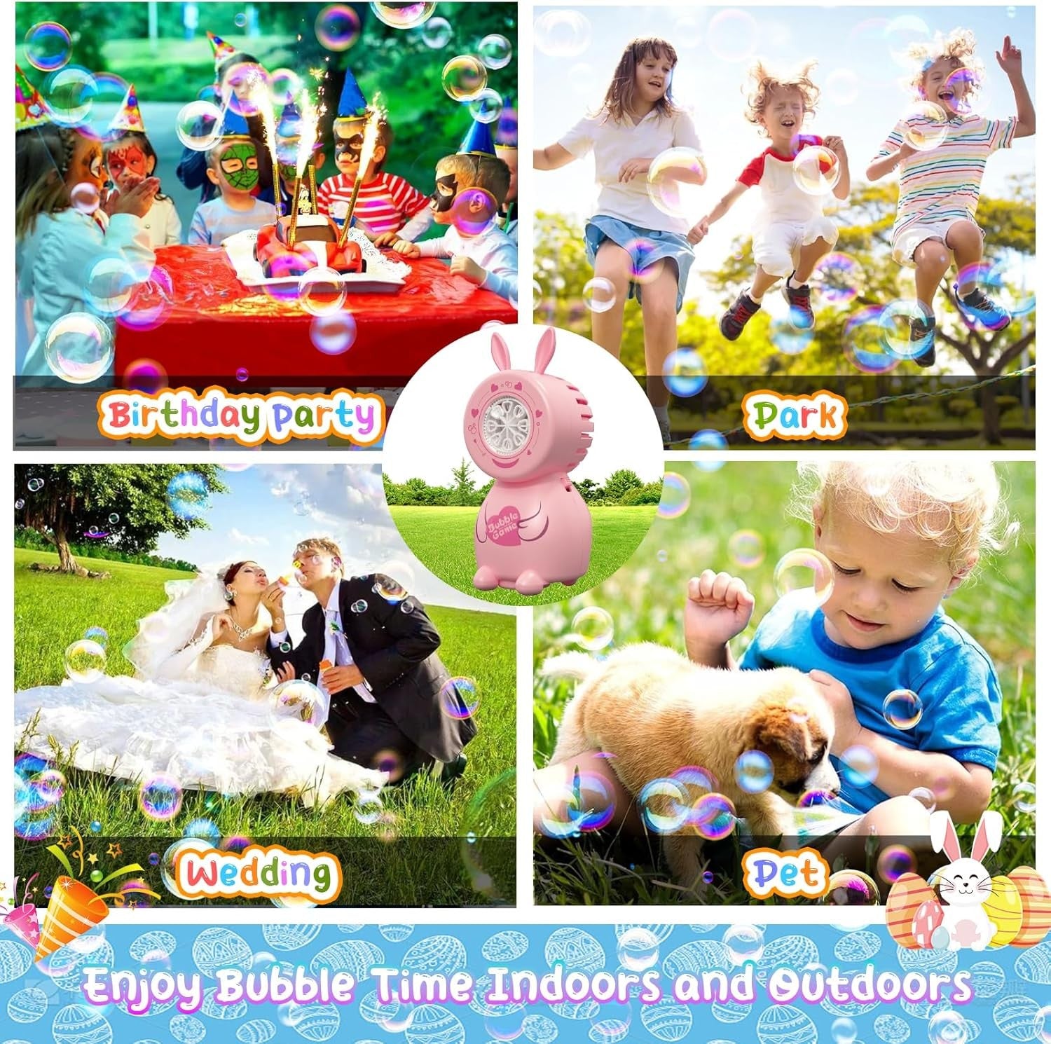 Bunny Bubble Machine 8000 Bubbles Pink Easter Toy