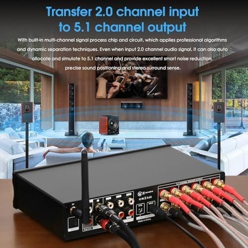 HiFi 5.1 Channel Bluetooth Home Theater Amp Subwoofer Stereo Power