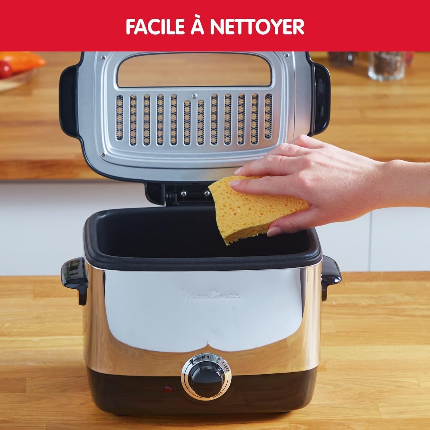 Mini Electric Deep Fryer 1L Compact 1000W Adjustable Temp Viewing Lid