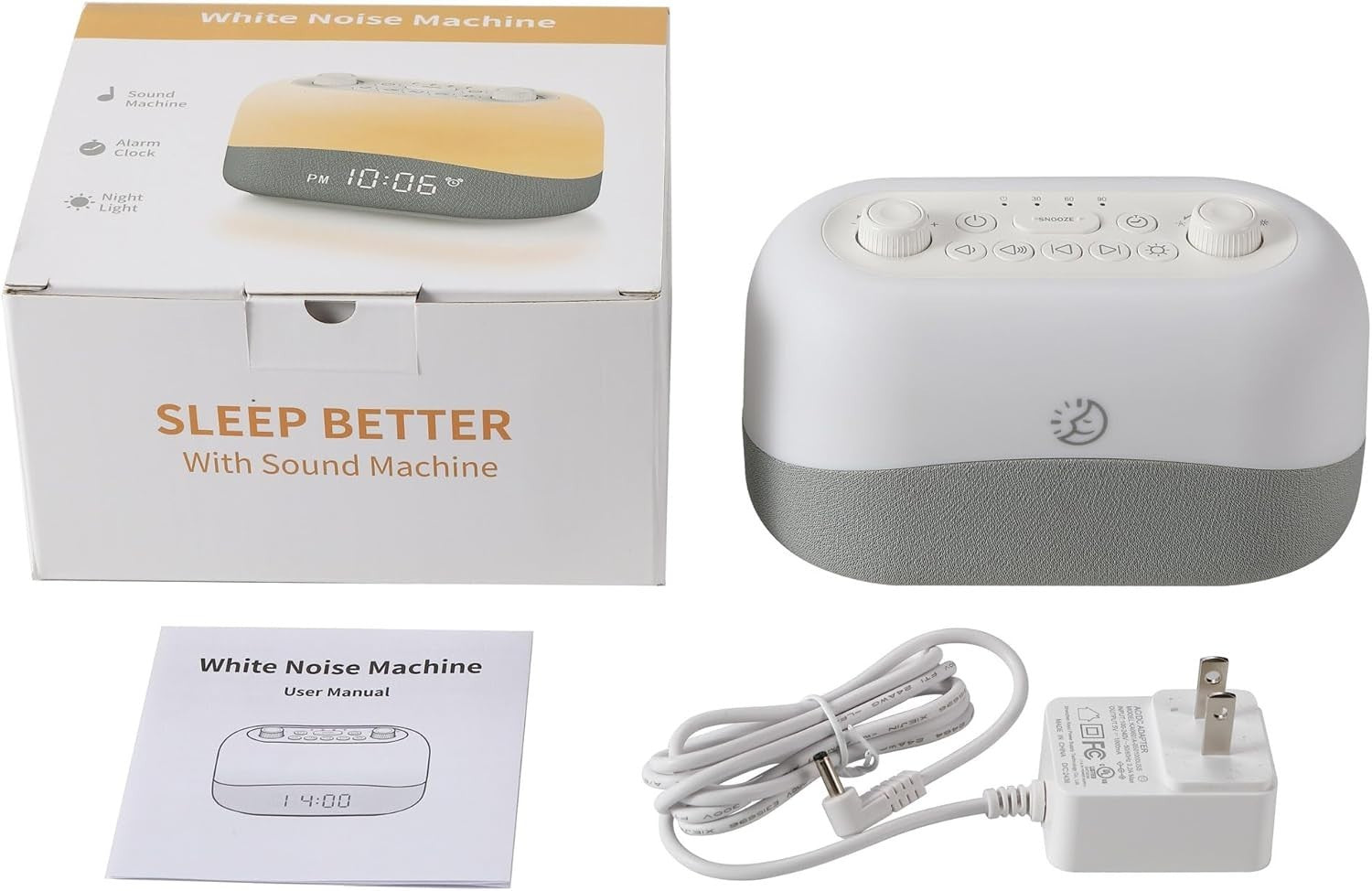 White Noise Machine with 29 Soothing Sounds & Amber Night Light