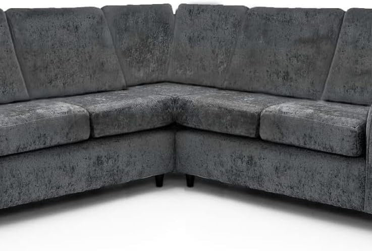Grey Chenille Corner Sofa 2C2 High Back 5-Seater Modular L-Shaped Couch
