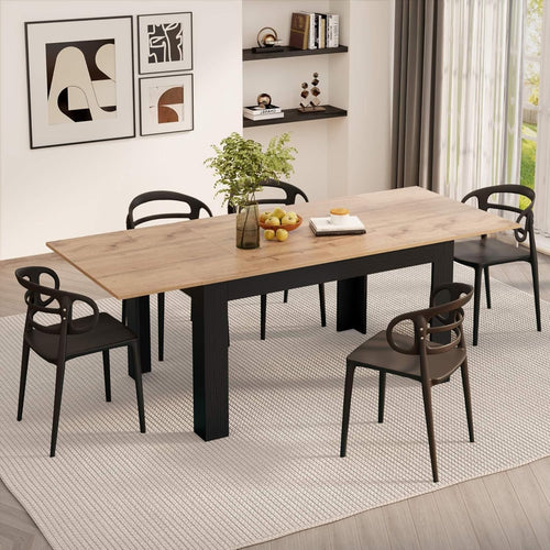 Modern Rustic Oak Dining Table – Extendable 140-220cm Space-Saving Wood