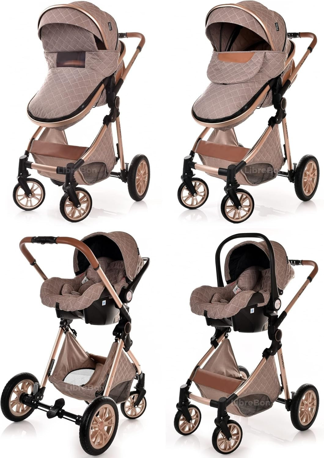 3 in 1 Baby Pram Pushchair Lightweight Folding Buggy from Birth 0-36m
