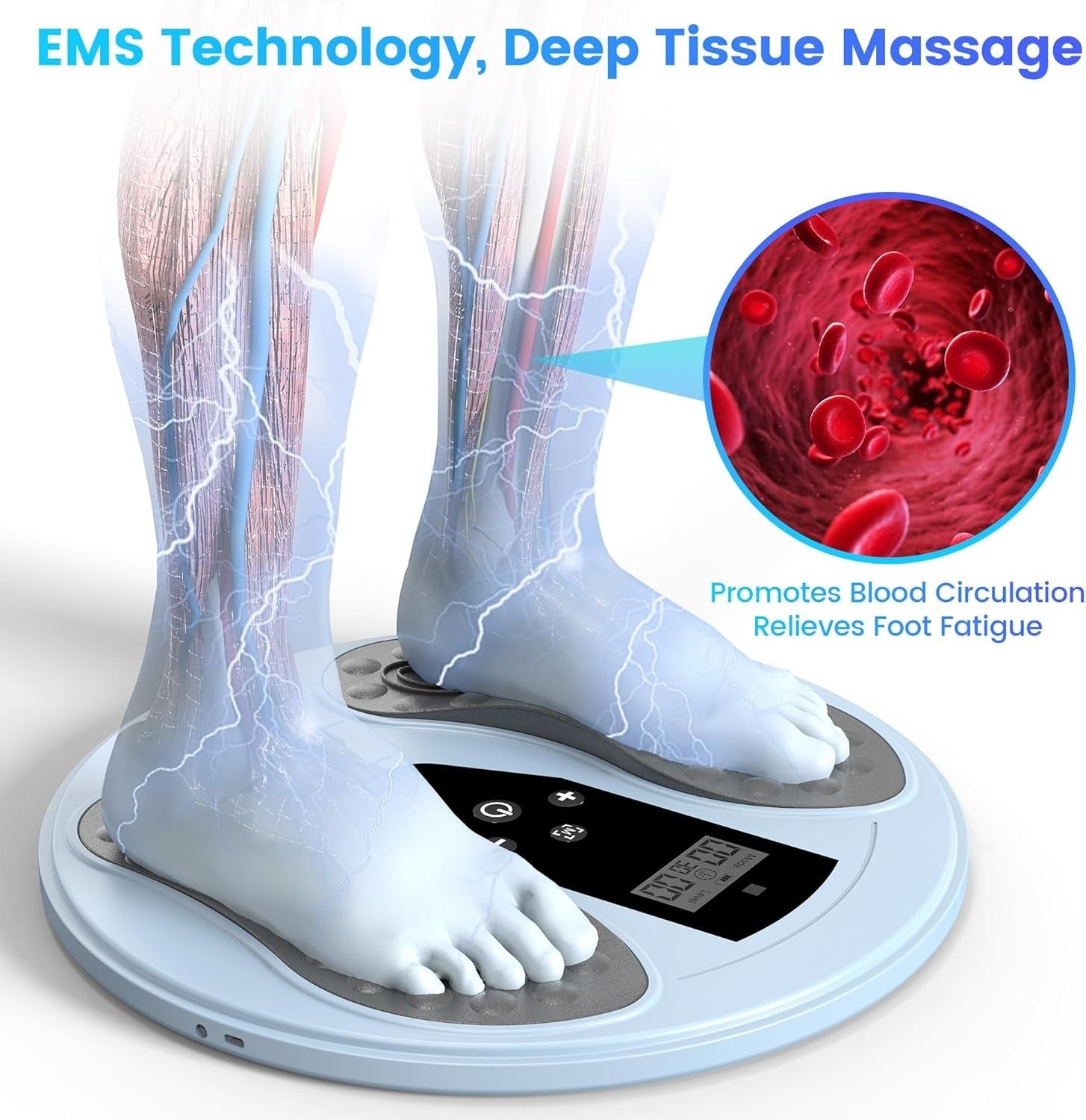 3-in-1 EMS & TENS Foot Massager with Red Light for Pain & Circulation