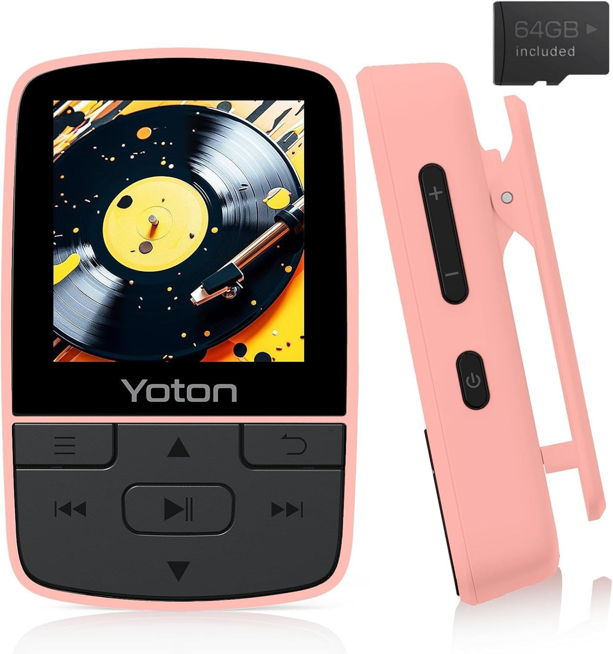 64GB MP3 Player Bluetooth 5.2 HiFi Mini Clip FM Radio Pink