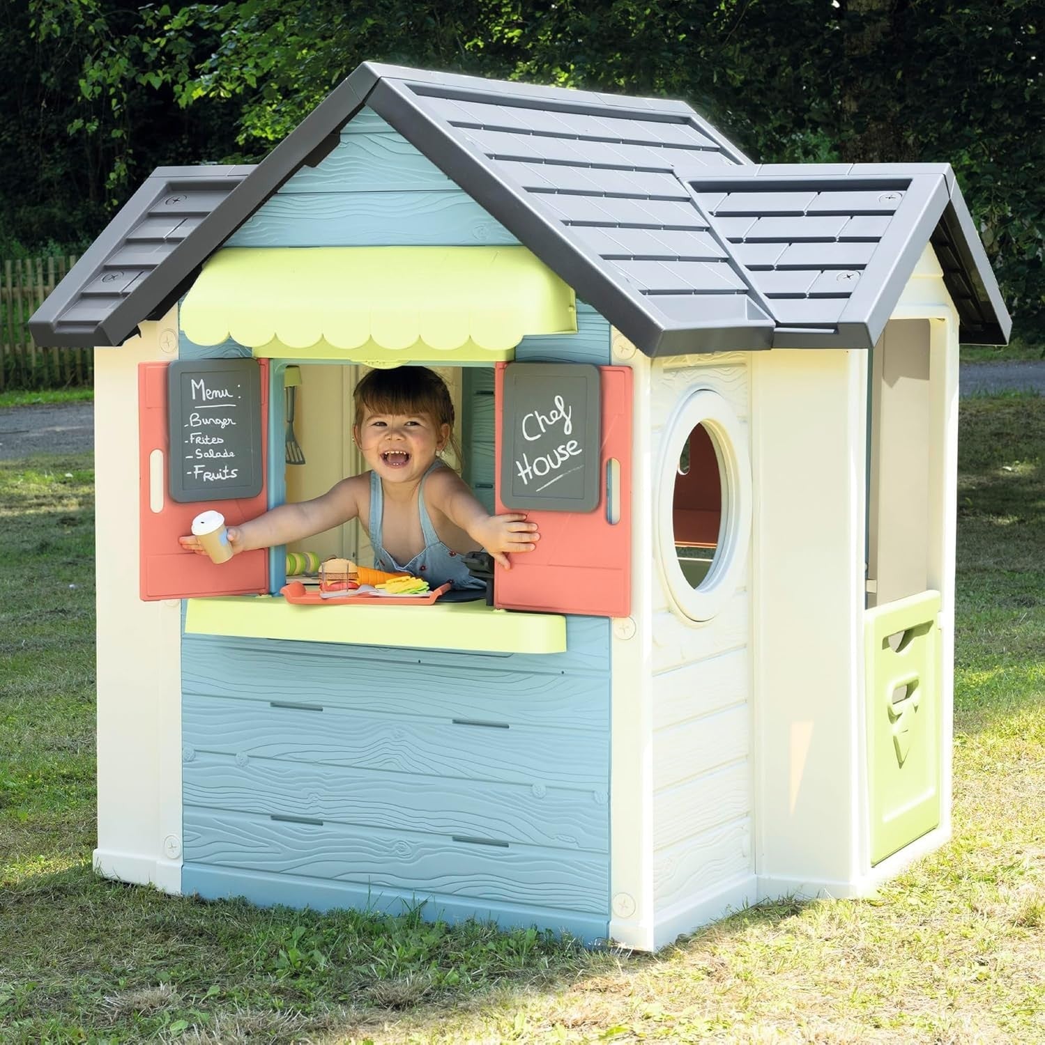 Kids Chef Playhouse with Kitchen Market Stall Indoor Outdoor 1.3m
