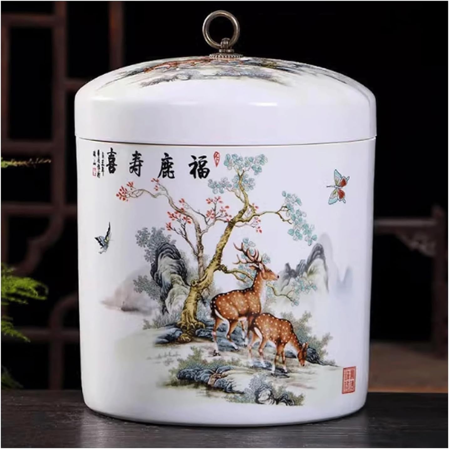 5KG Ceramic Rice Container with Lid Sealed Grain Storage Jar