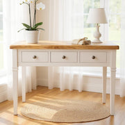 White Oak Dressing Table Vanity Desk Wood 3 Drawers Bedroom Storage Ready Assemb