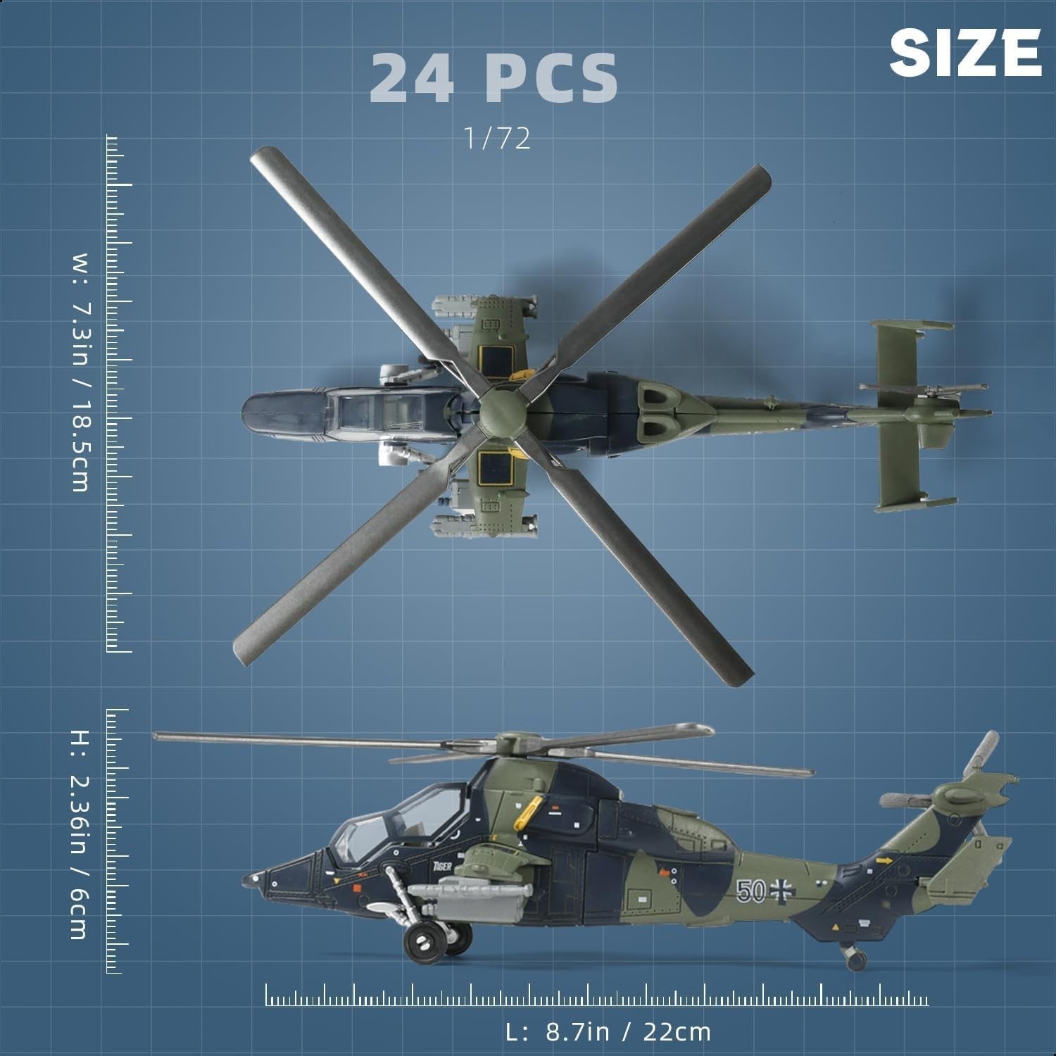 1:72 Scale EC-665 Army Helicopter Model Kit | DIY Military Toy with Movable Part