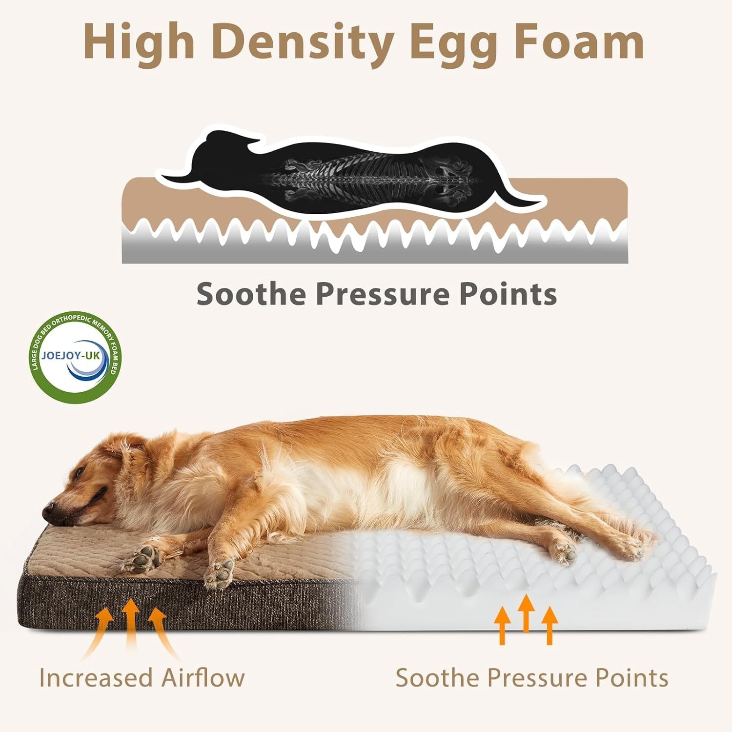 XL Orthopedic Dog Crate Bed 104x69cm Memory Foam Washable Brown