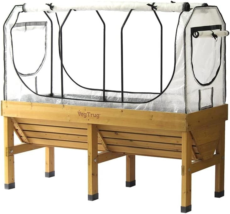 Raised Bed Greenhouse Frame & PE Cover Set 180x72x83cm White Garden Grow Tent